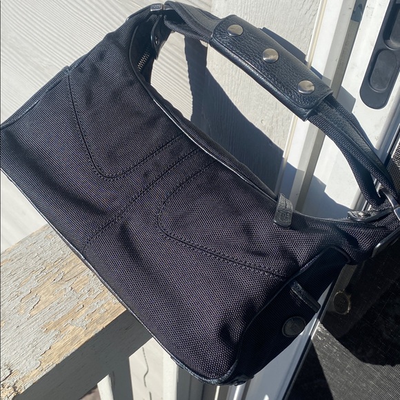 TOD’s Mickey Medium Black Nylon Shoulder Bag Genuine Leather Trim Made In Italy - Picture 4 of 11